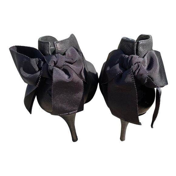 Vera Wang Shoes Royce Bow Back Leather Stiletto Peep Toe Ankle Bootie 9M y2K - Picture 4 of 11